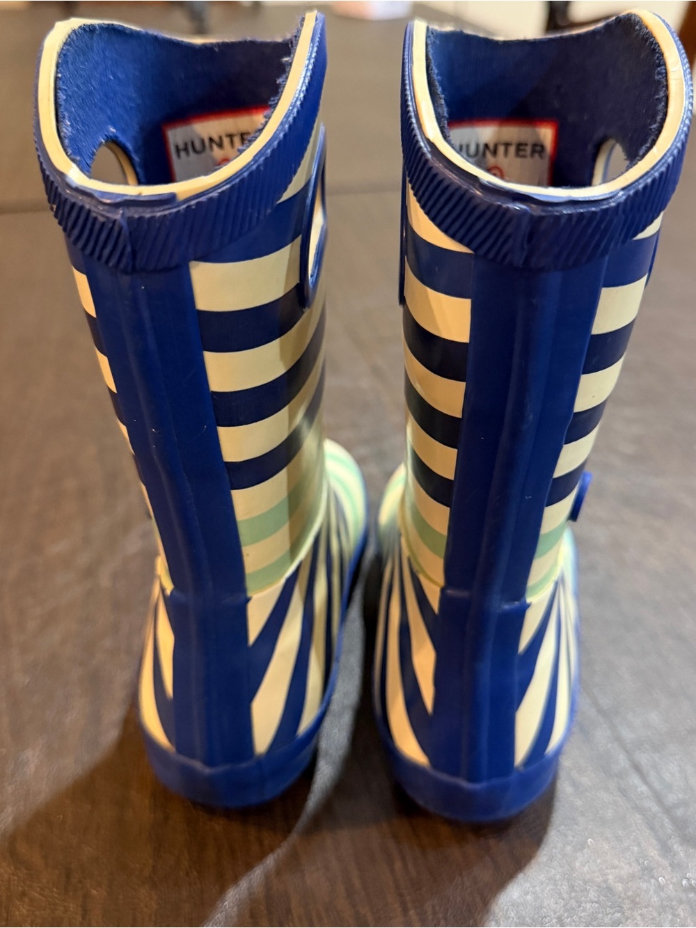 Hunter Kids Blue, White & Mint Striped Rain Boots - Picture 5 of 10